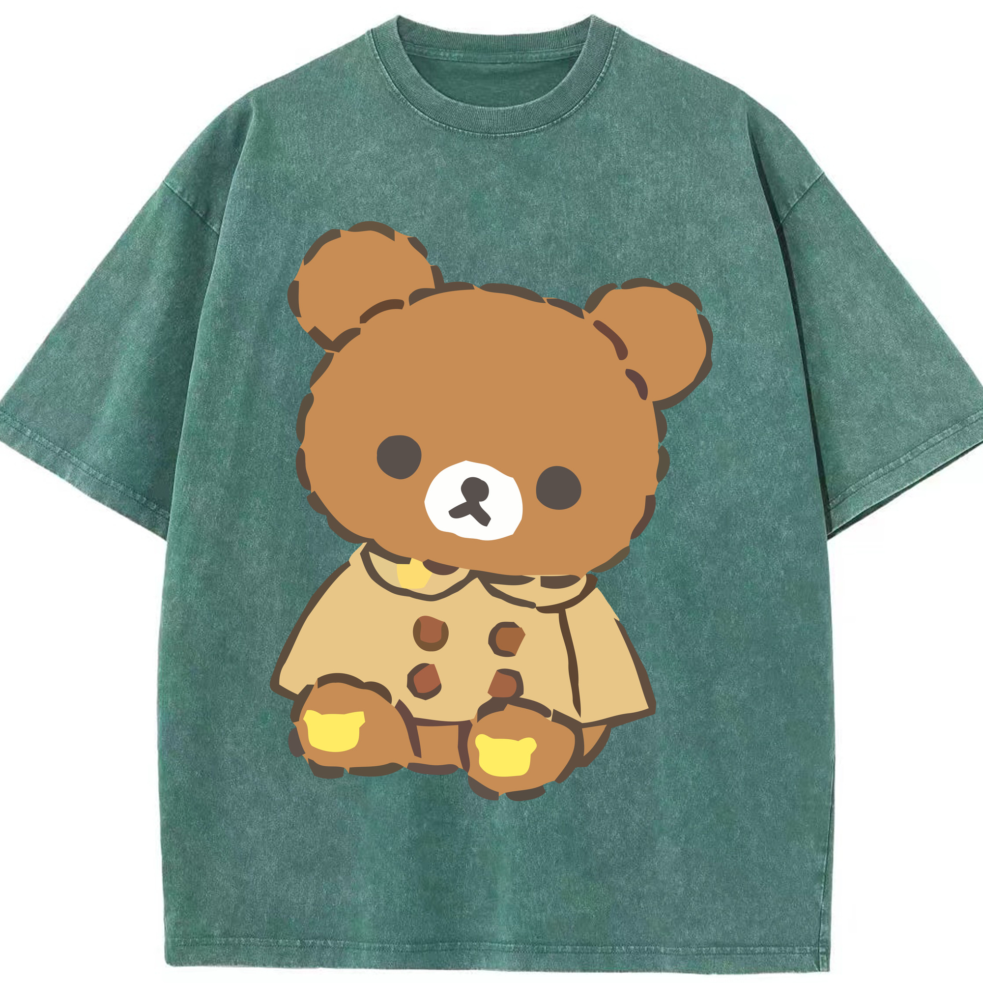 （画像用） リラックマ リラックマ キイロイトリ Rilakkuma Korilakkuma Kiiroitori 綿100% ヴィンテージ風 半袖Tシャツ（フロントプリント）